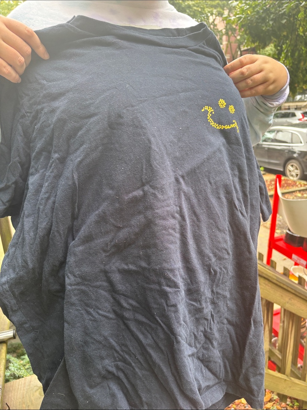 Old Navy Navy Short-Sleeve Tee with Yellow Smiley